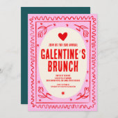 Invitation Fête de la Saint-Galentin Rouge rose main tiré Bru (Devant / Derrière)