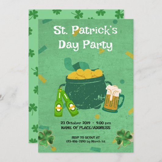 Invitation Fête de la Saint-Patrick (Devant / Derrière)