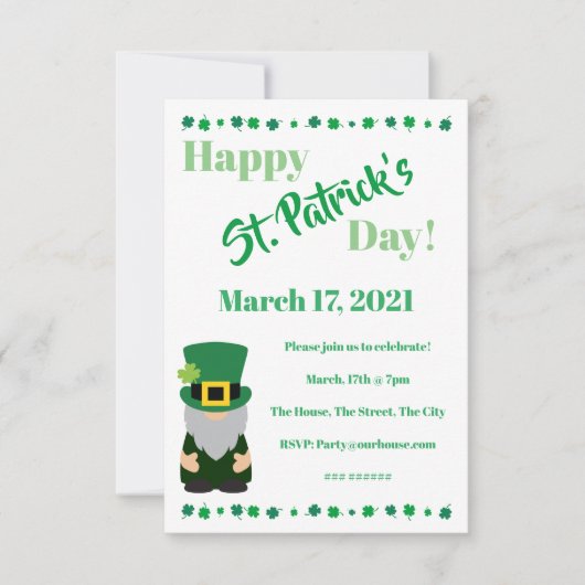 Invitation Fête de la Saint-Patrick (Devant)