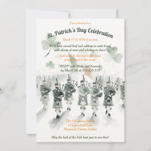 Invitation Fête de la Saint-Patrick (Devant)