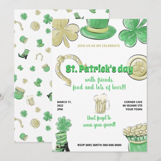 Invitation Fête de la Saint Patrick (Devant / Derrière)