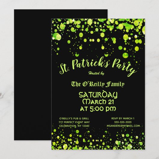 Invitation Fête de la Saint Patrick (Devant / Derrière)