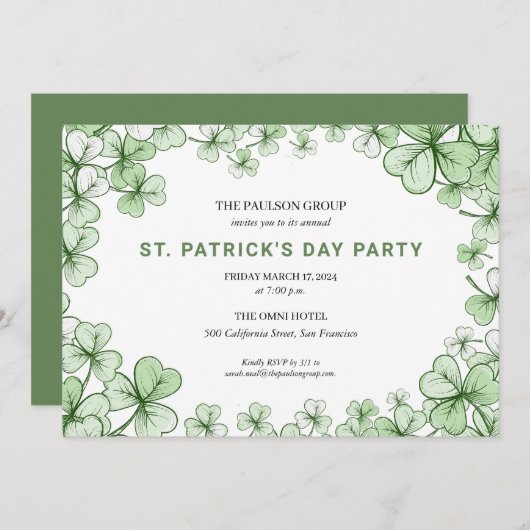 Invitation Fête de la Saint Patrick (Devant / Derrière)