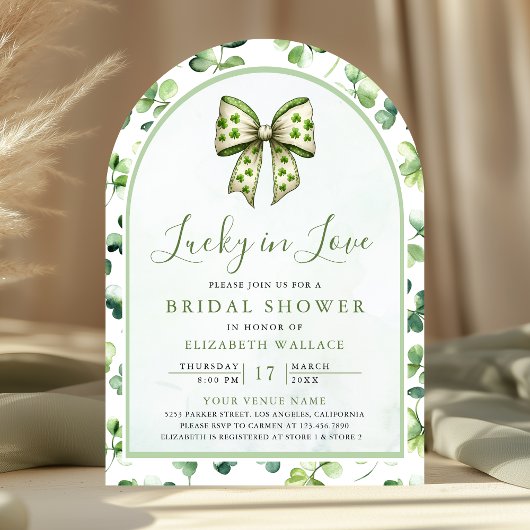 Invitation Fête de la Saint-Patrick Arc en Satin Vert Mariage
