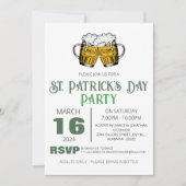 Invitation Fête de la Saint-Patrick au Shamrock Vert Élégant (Devant)