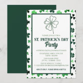 Invitation Fête de la Saint-Patrick au Shamrock Vert Élégant (Devant / Derrière)