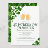Invitation Fête de la Saint-Patrick au Trèfle Vert Élégant (Devant / Derrière)