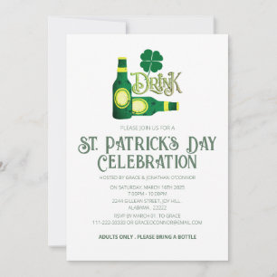 Invitation Fête de la Saint-Patrick au Trèfle Vert Élégant