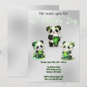 Invitation Fête de la Saint-Patrick avec un ours panda (Devant / Derrière)