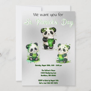 Invitation Fête de la Saint-Patrick avec un ours panda
