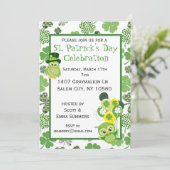 Invitation Fête de la Saint-Patrick Chouette Vert Shamrock (Debout devant)