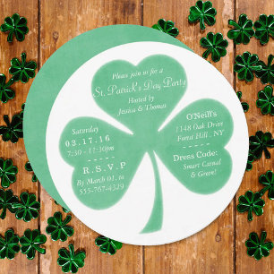 Invitation Fête de la Saint-Patrick du Shamrock lunatique