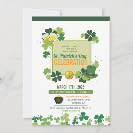 Invitation Fête de la Saint Patrick moderne (Devant)