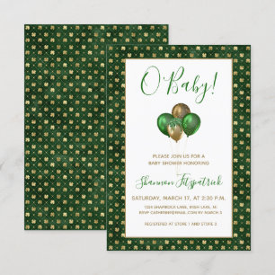 Invitation Fête de la Saint-Patrick Or Vert Trèfles Baby Show
