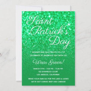 Invitation Fête de la Saint-Patrick Paillettes Ombre Verte