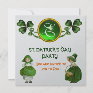 INVITATION FÊTE DE LA SAINT-PATRICK PARTI MONOGRAMME VERT ARG