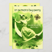 INVITATION FÊTE DE LA SAINT-PATRICK PARTIE LUNE DAME AUX TRÈF (Devant / Derrière)
