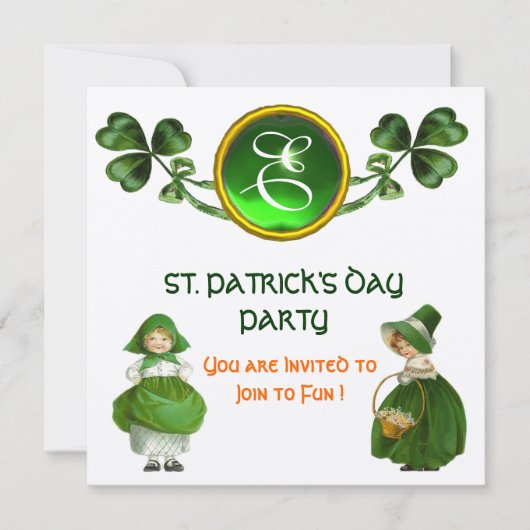 INVITATION FÊTE DE LA SAINT-PATRICK PARTIE VERT ÉMERALDE MONO (Devant)