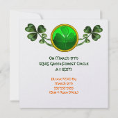 INVITATION FÊTE DE LA SAINT-PATRICK PARTIE VERT ÉMERALDE MONO (Dos)