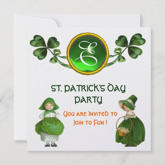 INVITATION FÊTE DE LA SAINT-PATRICK PARTIE VERT ÉMERALDE MONO (Devant)