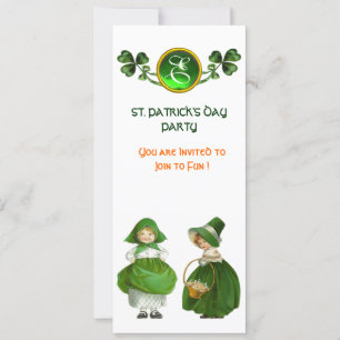 INVITATION FÊTE DE LA SAINT-PATRICK PARTIE VERT MONOGRAMME ÉM