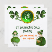 INVITATION FÊTE DE LA SAINT-PATRICK PARTIE VERTE MONOGRAMME A (Devant / Derrière)