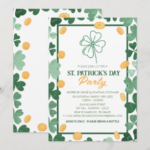 Invitation Fête de la Saint-Patrick Party au Trèfle Vert Élég