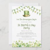 Invitation Fête de la Saint-Patrick Shamrock Aquarelle Verte (Devant)