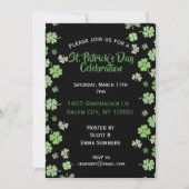 Invitation Fête de la Saint Patrick Shamrock noir Clover (Devant)