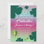 Invitation Fête de la Saint-Patrick Shamrock Paillettes (Devant)