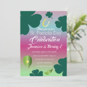 Invitation Fête de la Saint-Patrick Shamrock Paillettes (Debout devant)
