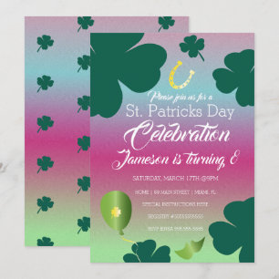 Invitation Fête de la Saint-Patrick Shamrock Paillettes
