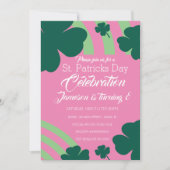 Invitation Fête de la Saint-Patrick Shamrock Vert Arc-en-ciel (Devant)
