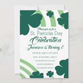 Invitation Fête de la Saint-Patrick Shamrock Vert Arc-en-ciel (Devant)