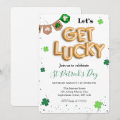 Invitation Fête de la Saint-Patrick Shamrock vert chanceux (Devant / Derrière)