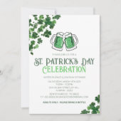 Invitation Fête de la Saint-Patrick Shamrock Vert Élégant (Devant)