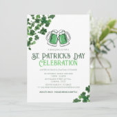 Invitation Fête de la Saint-Patrick Shamrock Vert Élégant (Debout devant)