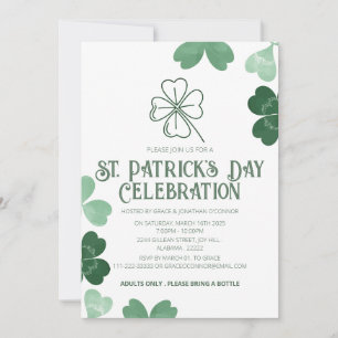 Invitation Fête de la Saint-Patrick Shamrock Vert Élégant