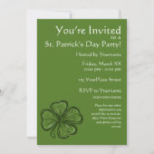 Invitation Fête de la Saint Patrick, Shamrock verte (Devant)