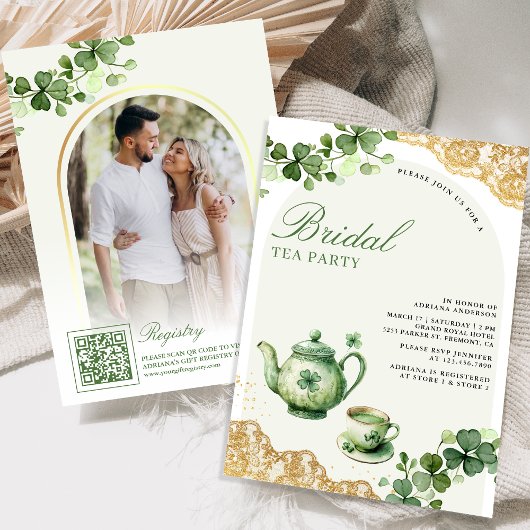 Invitation Fête de la Saint-Patrick Thé à la feuille de trèfl