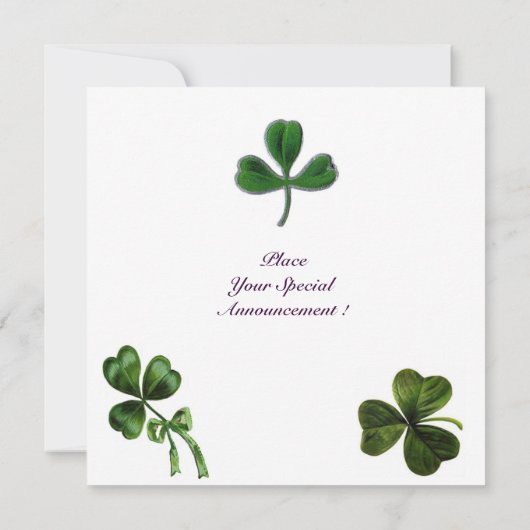 Invitation FÊTE DE LA SAINT-PATRICK trèfle blanc vert (Dos)