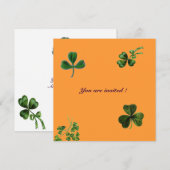 Invitation FÊTE DE LA SAINT PATRICK trèfle,orange,vert (Devant / Derrière)
