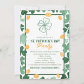 Invitation Fête de la Saint-Patrick Trèfle Vert Élégant (Devant)