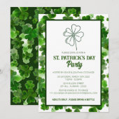 Invitation Fête de la Saint-Patrick Trèfle Vert Élégant (Devant / Derrière)