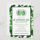 Invitation Fête de la Saint-Patrick Trèfle Vert Élégant (Devant)