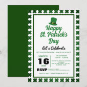 Invitation Fête de la Saint-Patrick Trèfle Vert Élégant (Devant / Derrière)