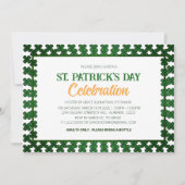 Invitation Fête de la Saint-Patrick Trèfle Vert et Blanc (Devant)