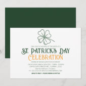 Invitation Fête de la Saint-Patrick Trèfle Vert et Blanc (Devant / Derrière)