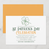 Invitation Fête de la Saint-Patrick Trèfle Vert et Blanc (Devant / Derrière)
