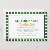 Invitation Fête de la Saint-Patrick Trèfle Vert et Blanc (Devant)